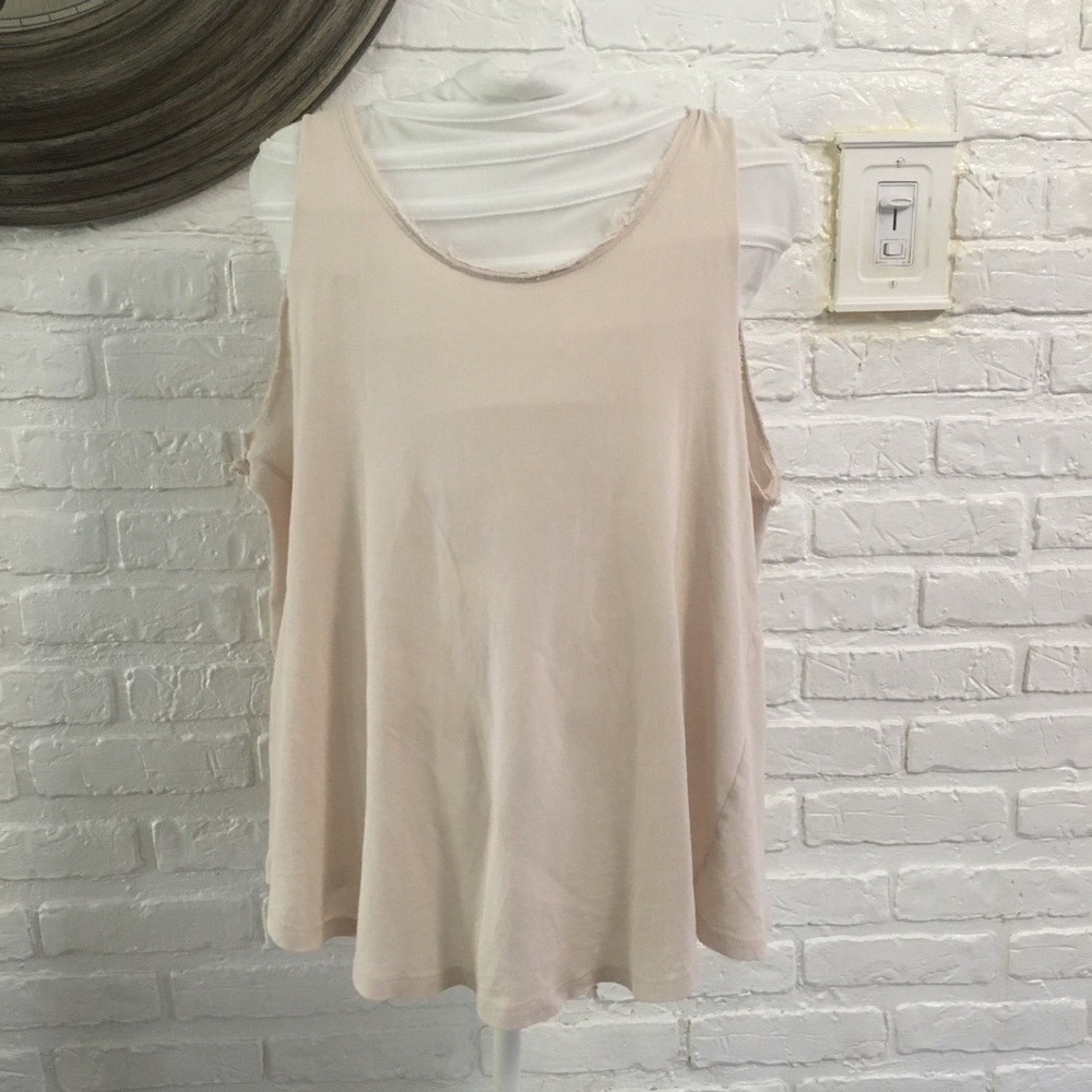 Free People tan distressed cross back top